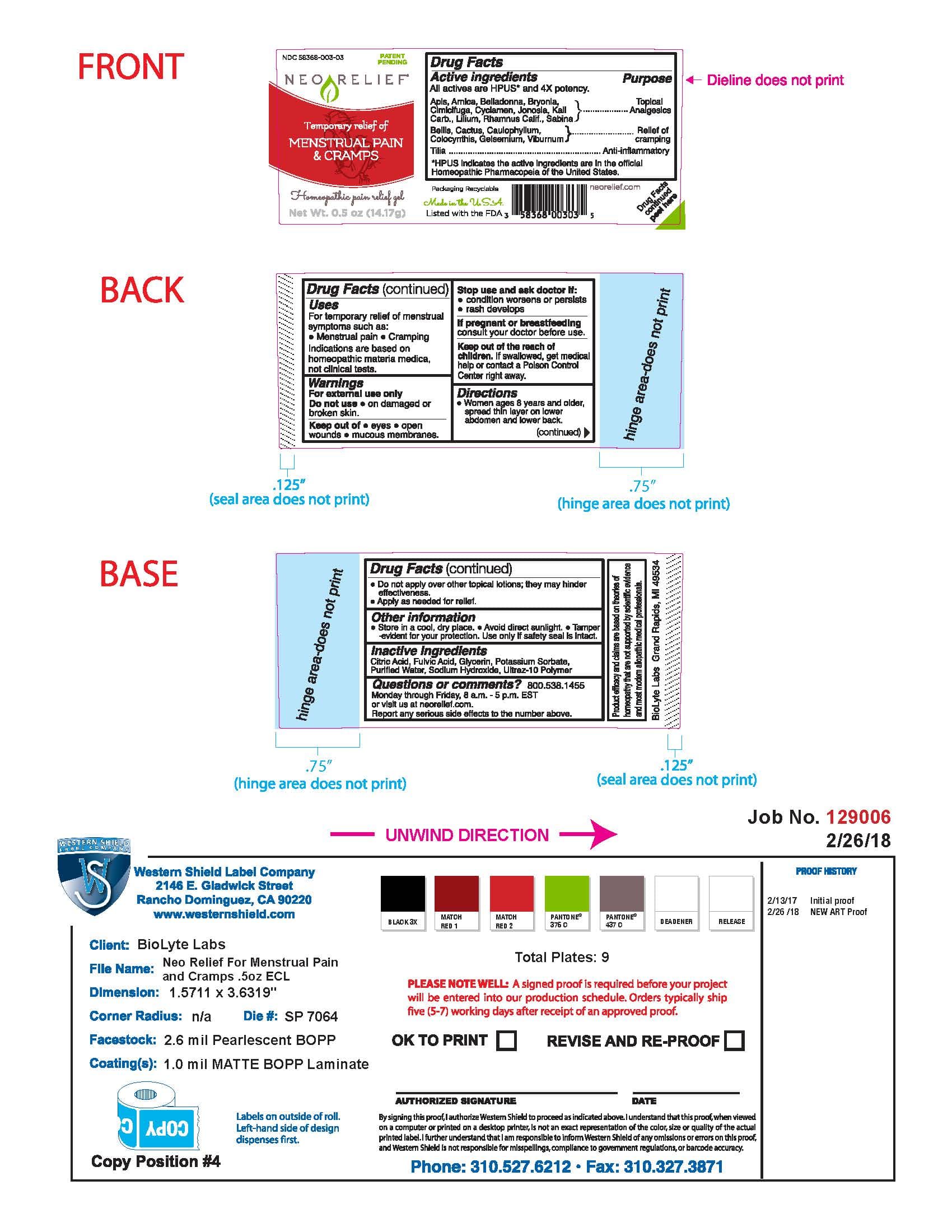 Neorelief for Menstrual Pain and Cramps — Reference image, actual packaging may vary