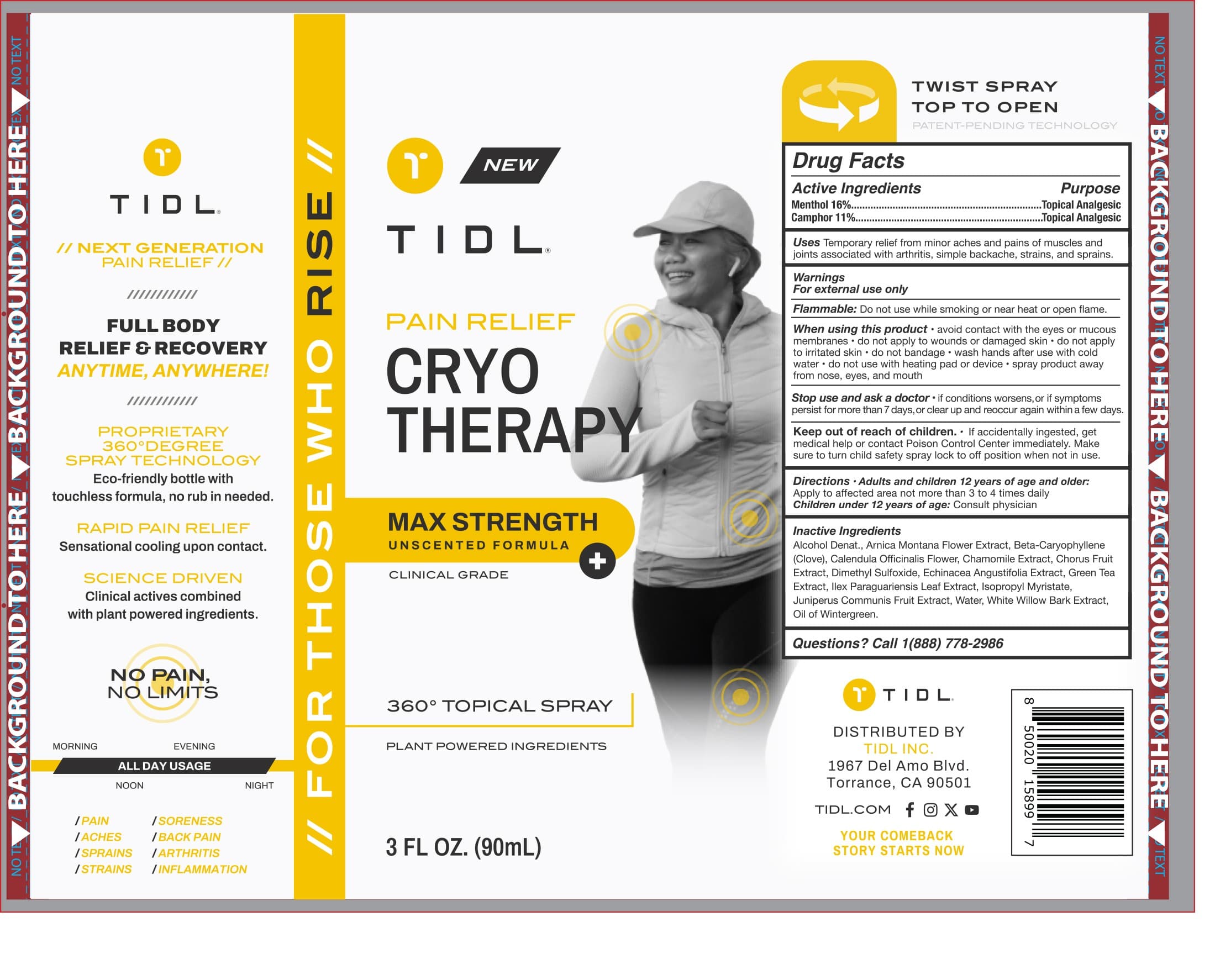 Tidl Pain Relief Cryo Therapy Max Strength Spray. — Reference image, actual packaging may vary