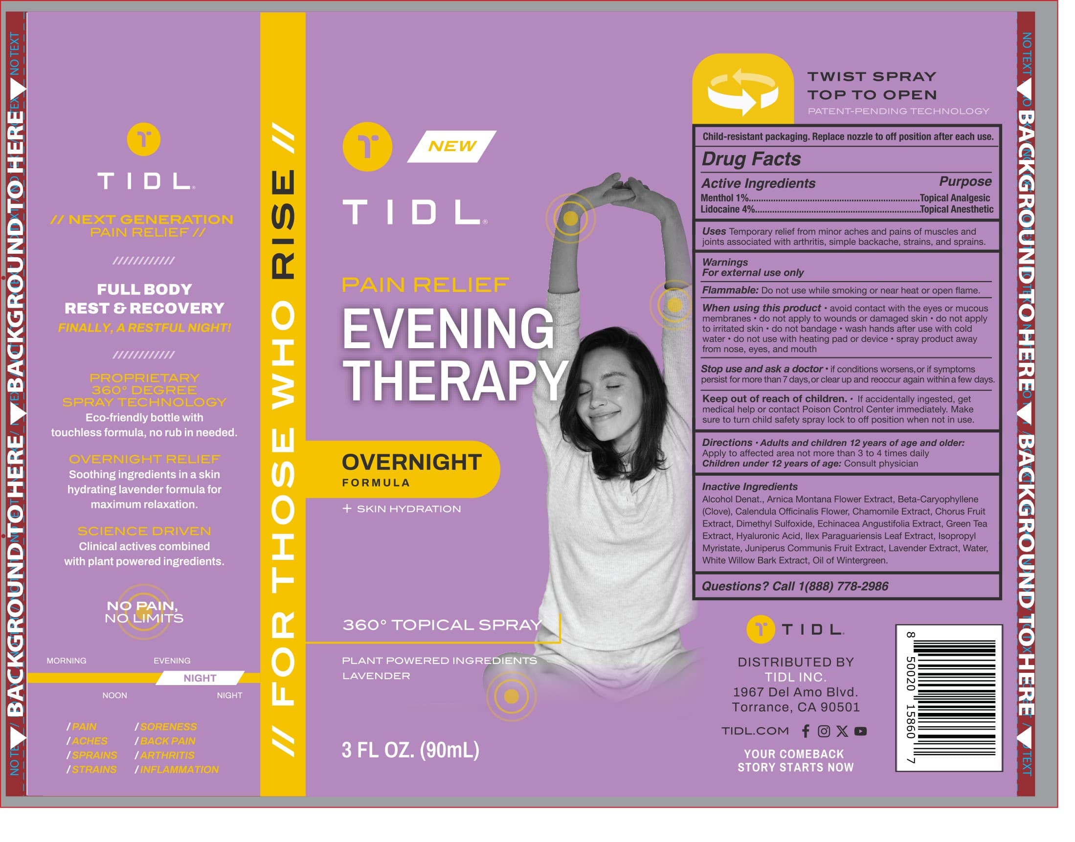 Tidl Pain Relief Evening Therapy Spray. — Reference image, actual packaging may vary
