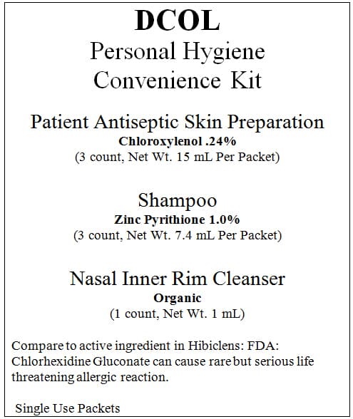 D-Col Personal Hygiene Convenience Kit — Reference image, actual packaging may vary