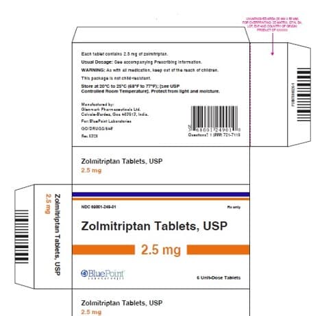 Zolmitriptan — Reference image, actual packaging may vary