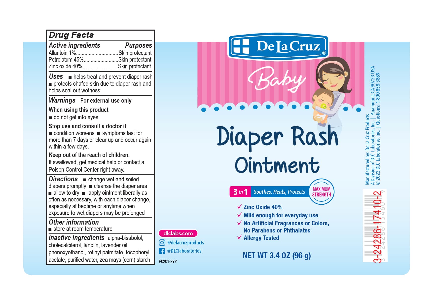 De La Cruz Diaper Rash package label