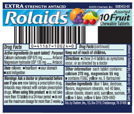 Rolaids Extra Strength Fruit package label