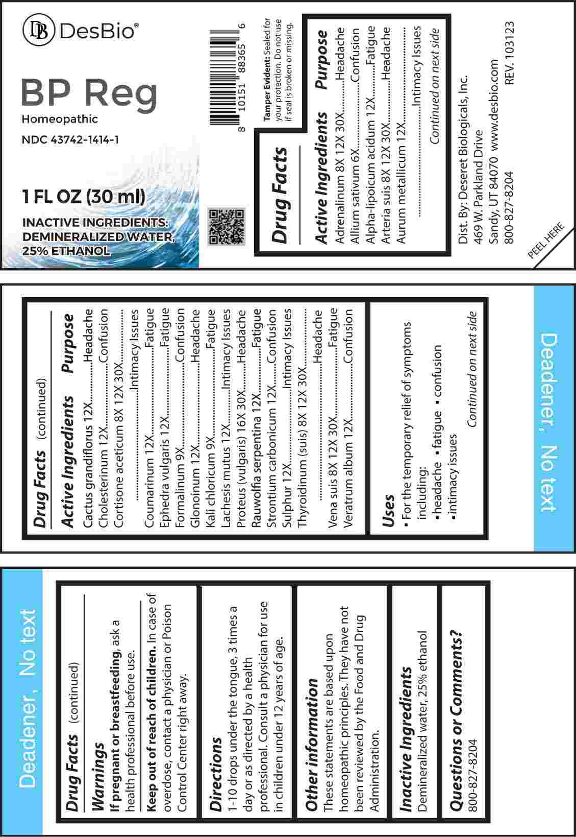 BP Reg package label