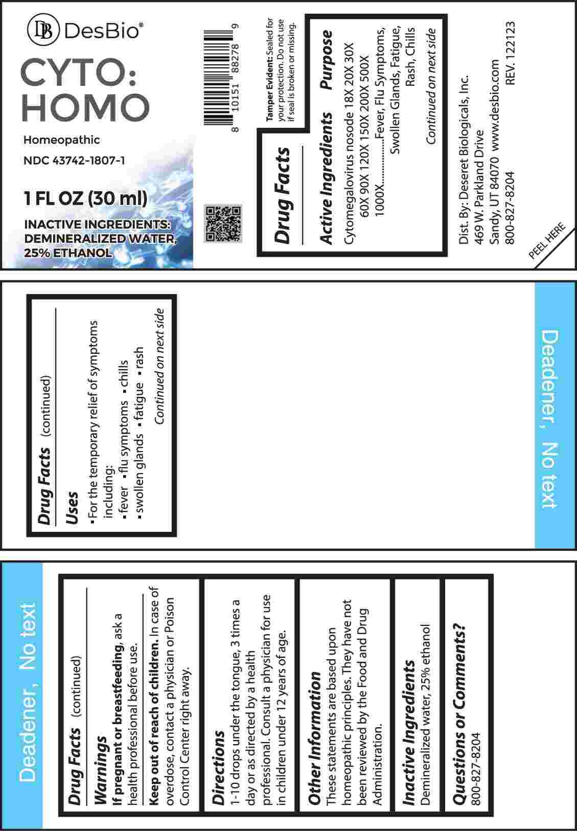 Cyto Homo package label