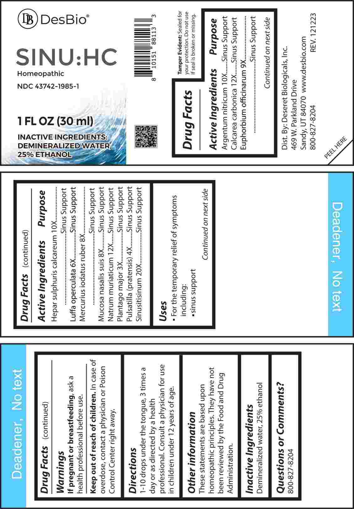 Sinu Hc package label