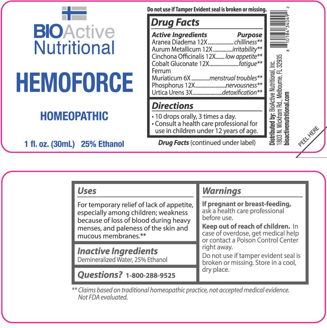 Hemoforce package label