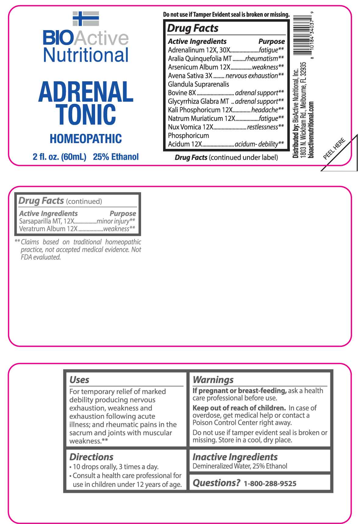 Adrenal Tonic package label