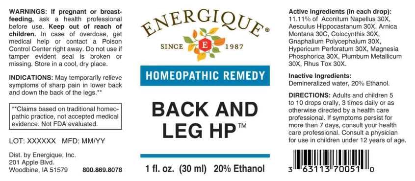 Back and Leg Hp package label