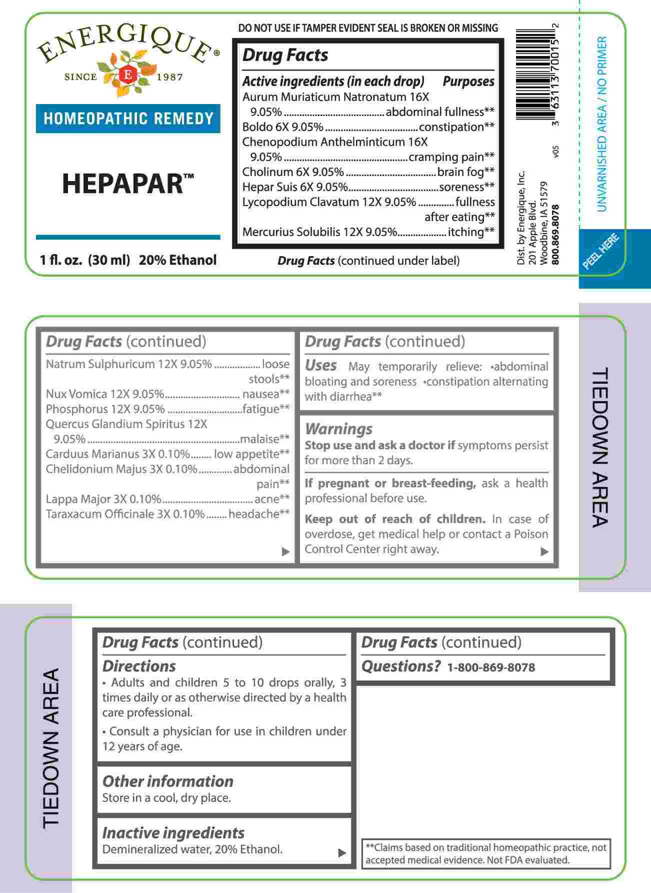 Hepapar package label