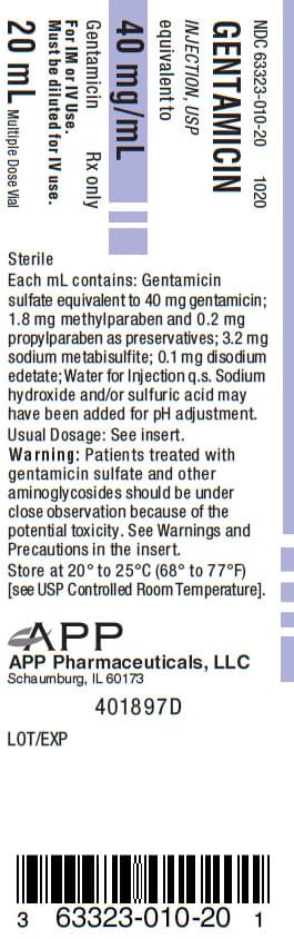 Gentamicin package label