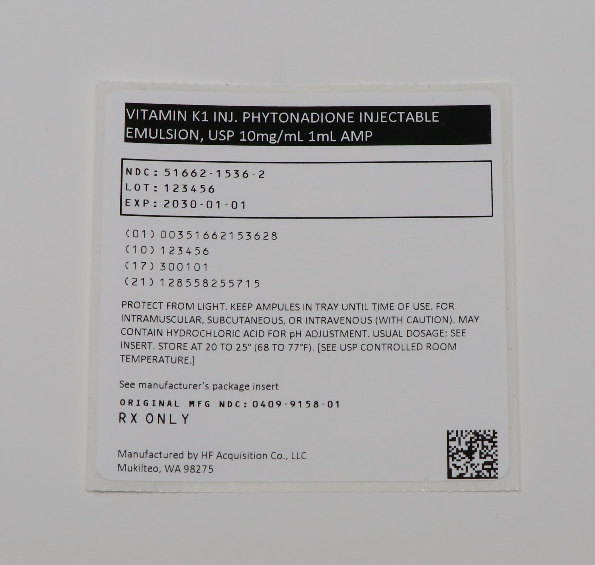 Vitamin K1 - Phytonadione package label