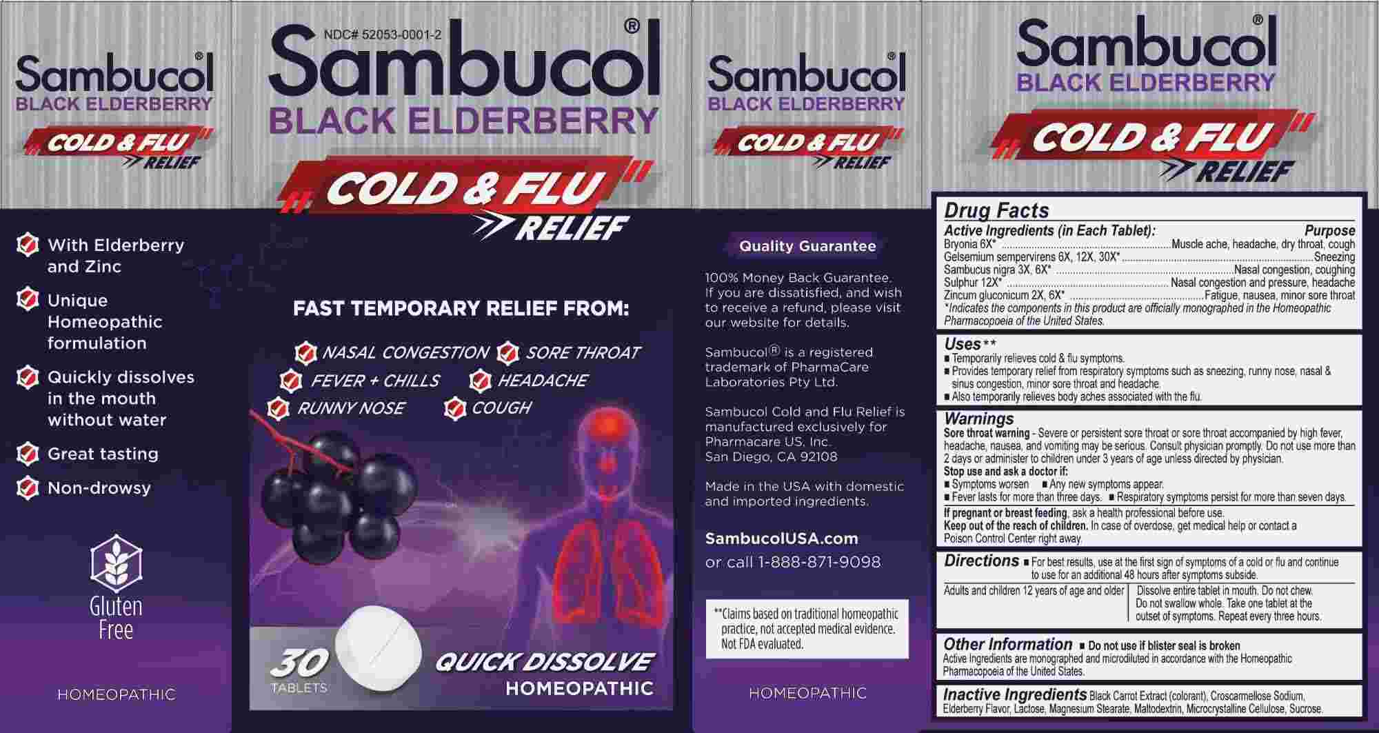 Sambucol Cold and Flu Relief package label