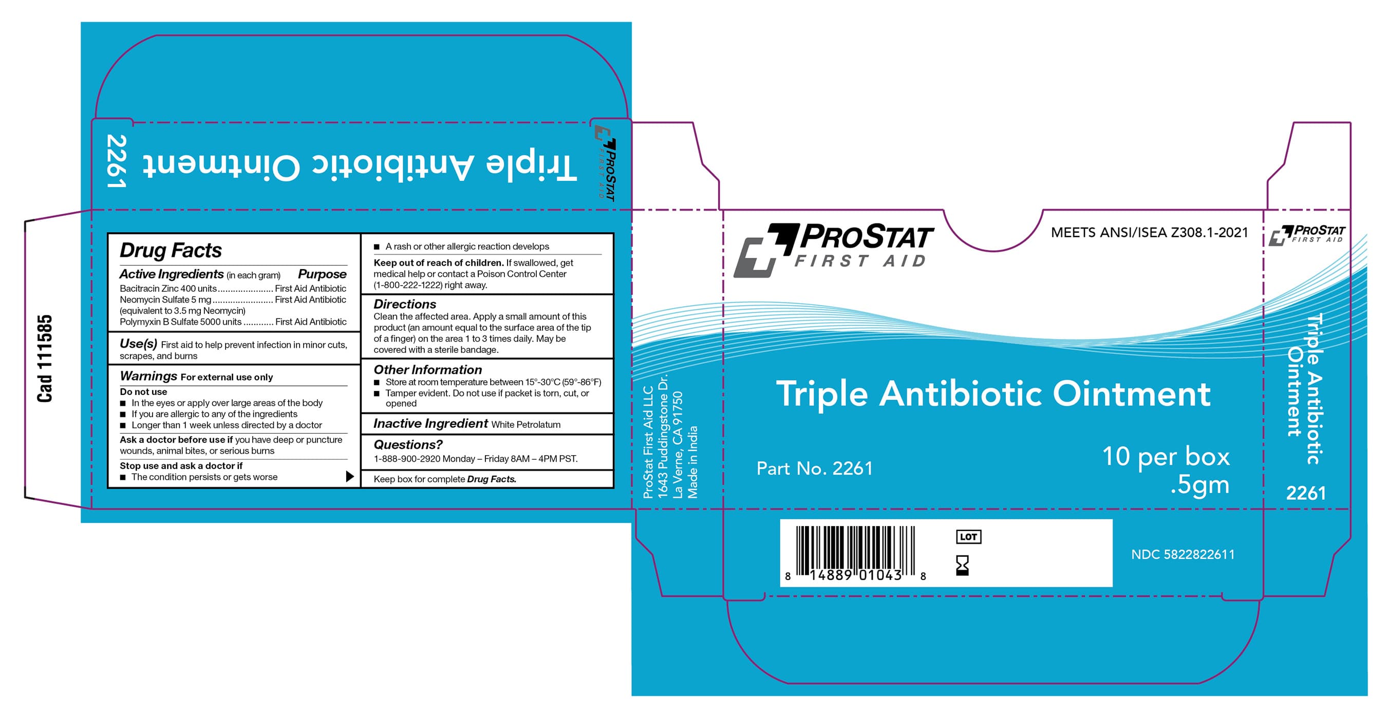 Ps-2261 Triple Antibiotic, 0.5g package label