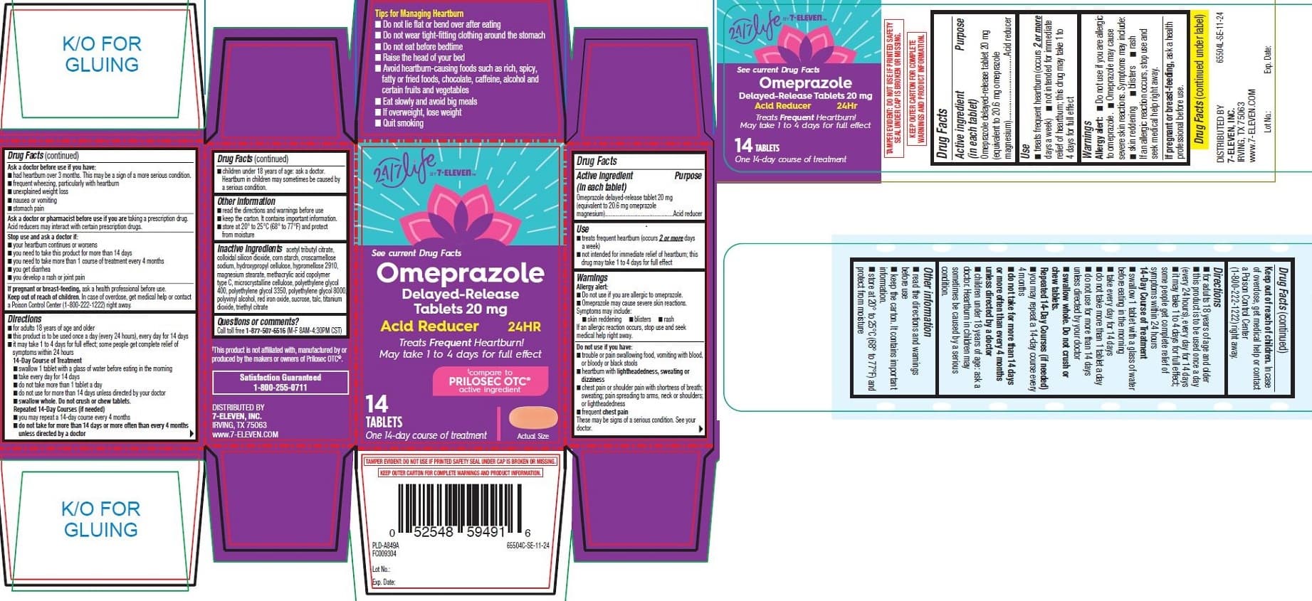 Omeprazole, 24/7 Life by 7-Eleven package label