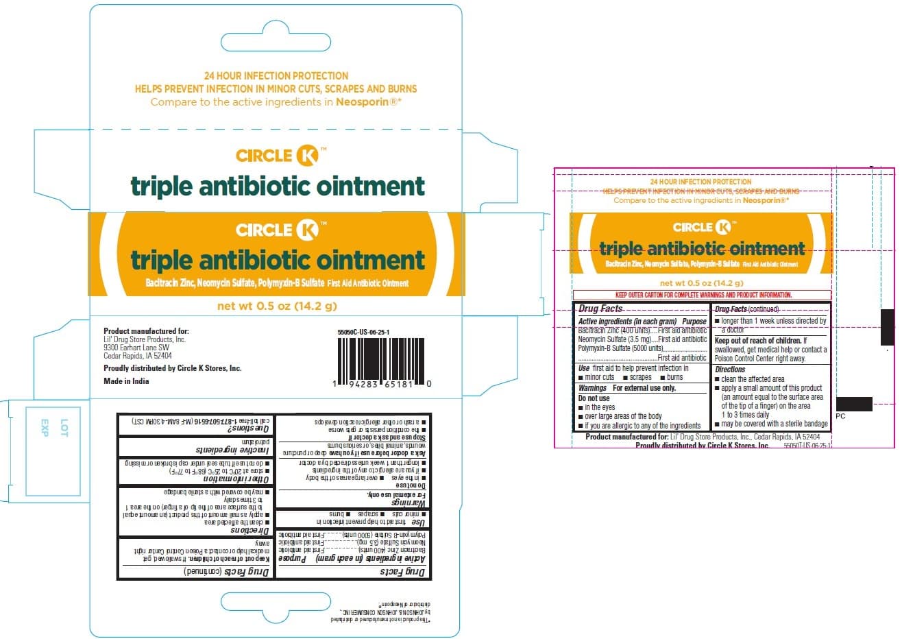 Survivex Triple Antibiotic package label