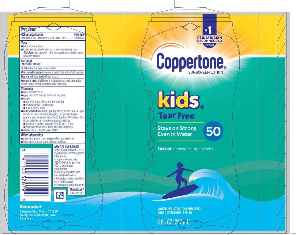 Coppertone Kids Tear Free Mineral Sunscreen SPF 50 package label