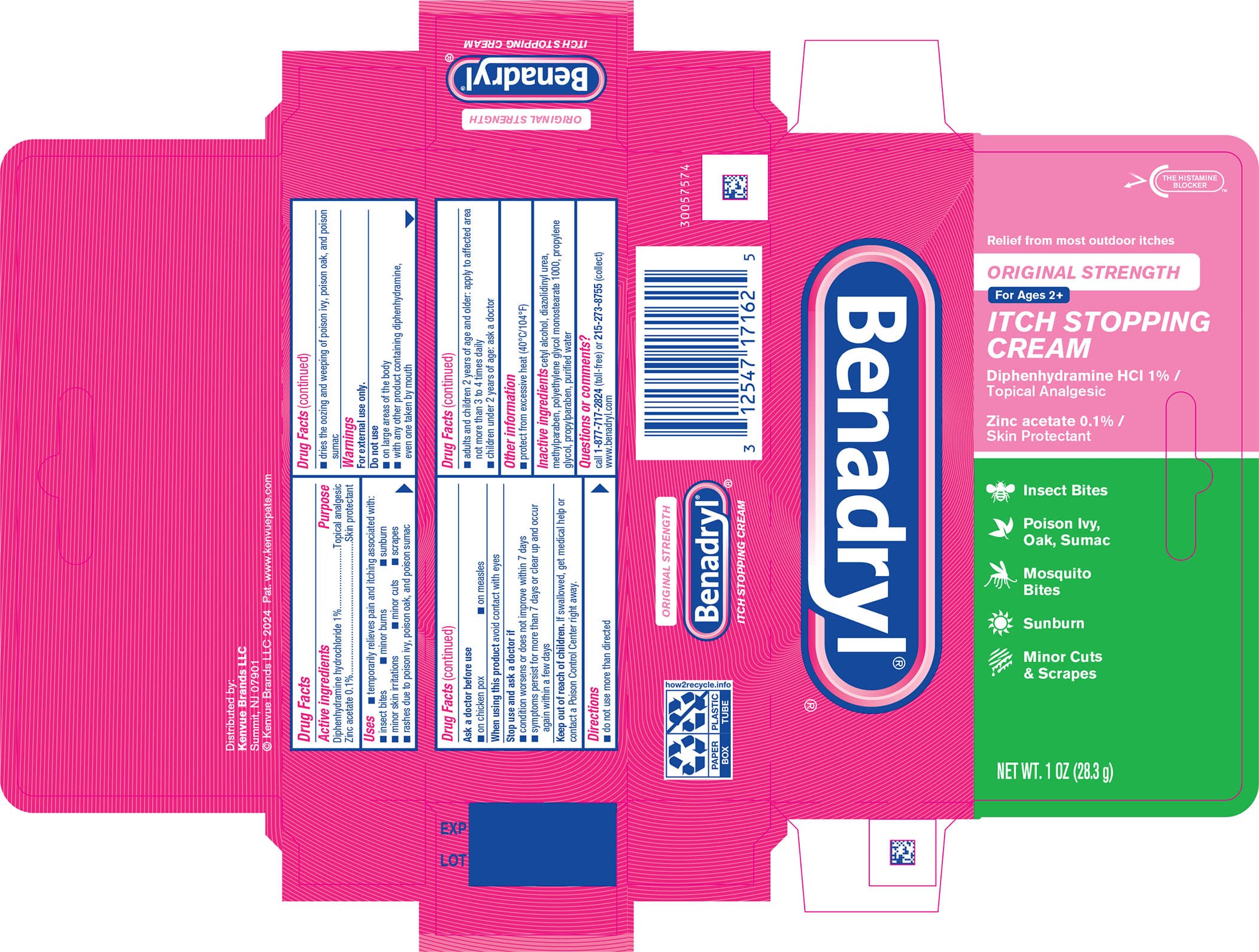 Benadryl Original Strength Itch Stopping package label