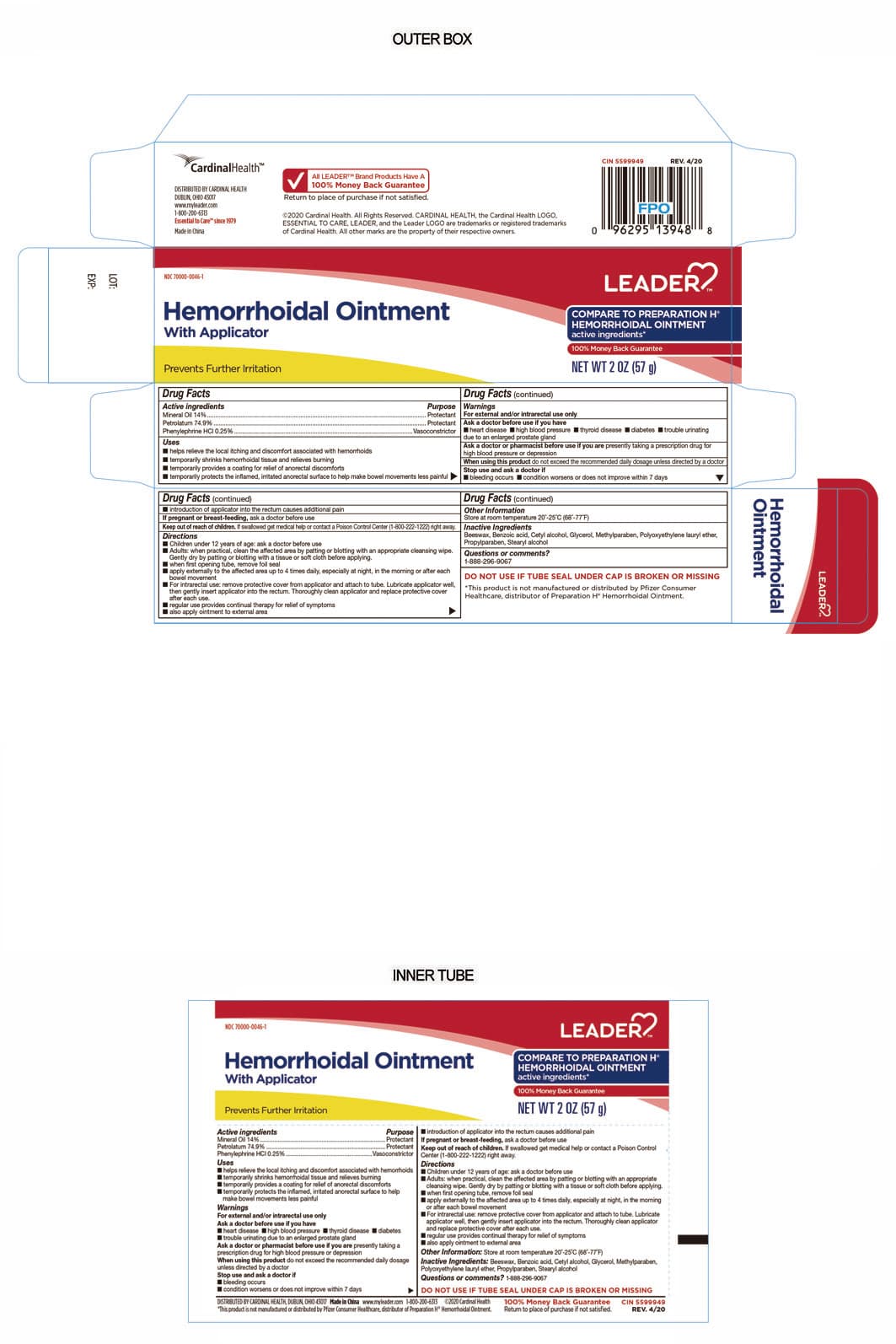 Hemorrhoidal package label
