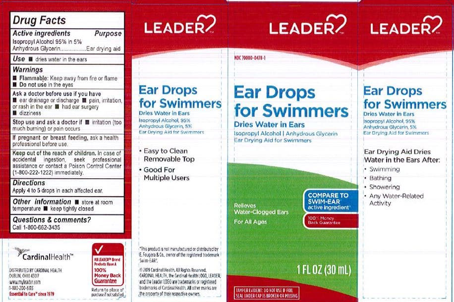 Leader Ear Drops for Swimmers package label
