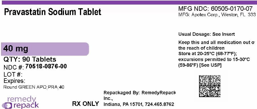 Pravastatin Sodium package label