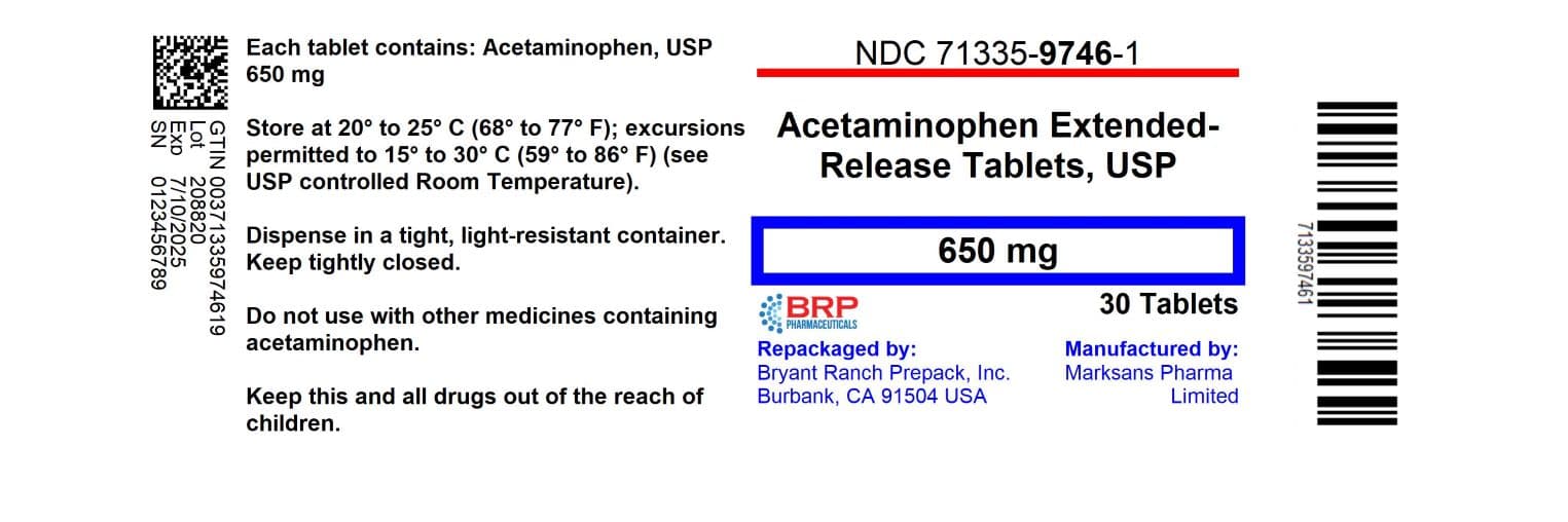 Acetaminophen Tablet Extended Release package label