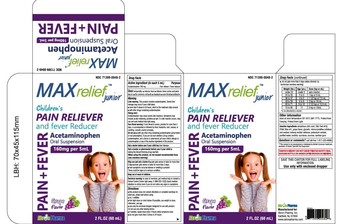 Max Relief Junior Grape package label