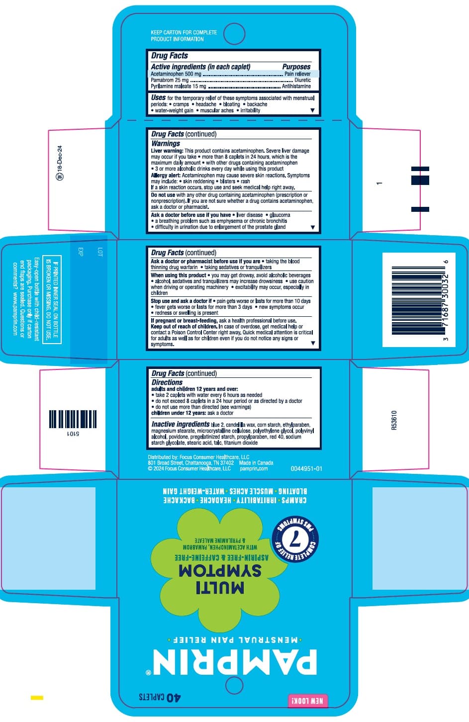 Menstrual Relief package label