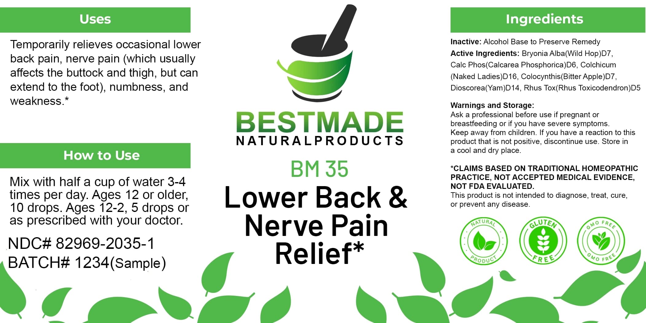 Bestmade Natural Products Bm35 package label
