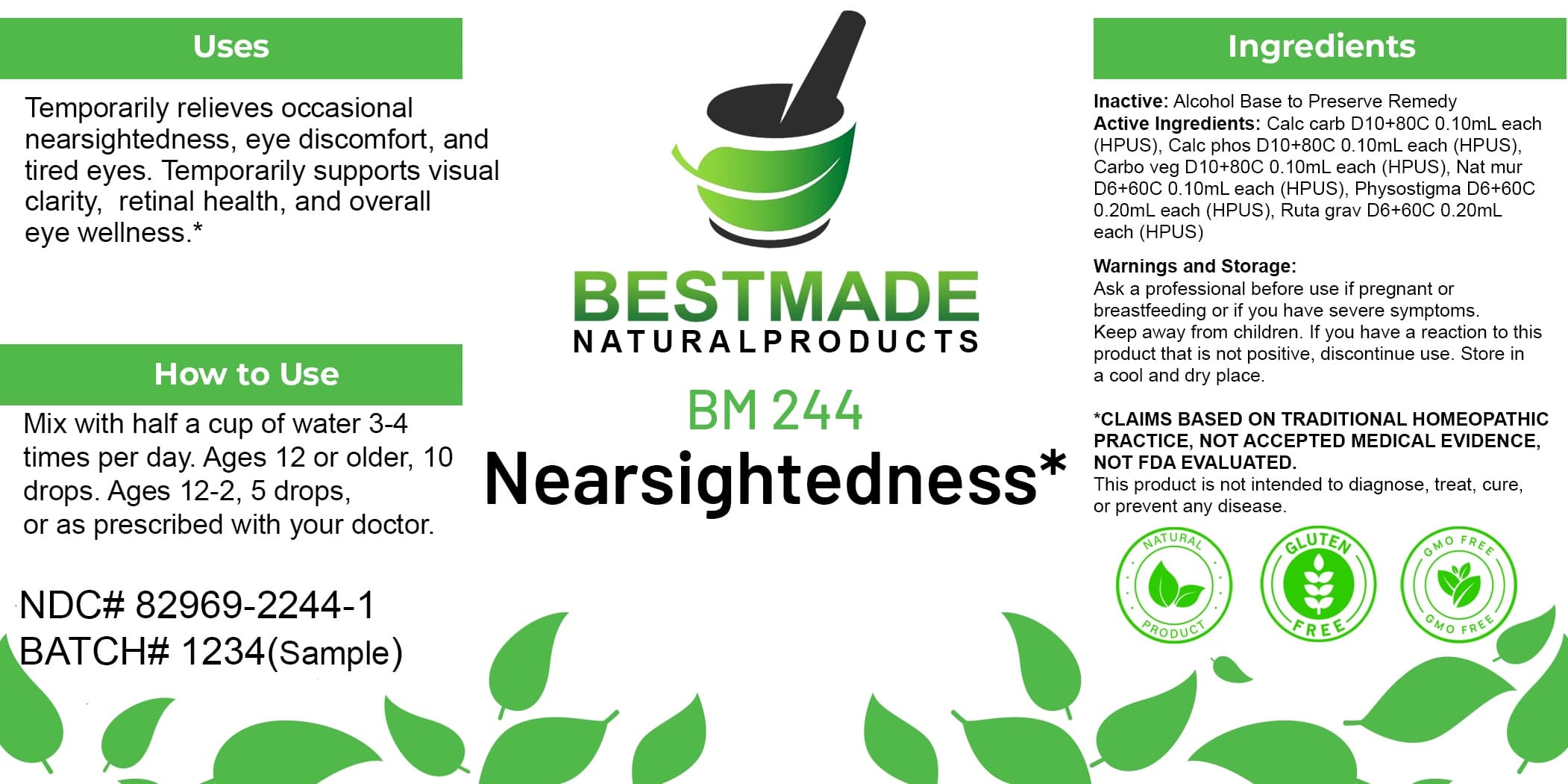 Bestmade Natural Products Bm244 package label