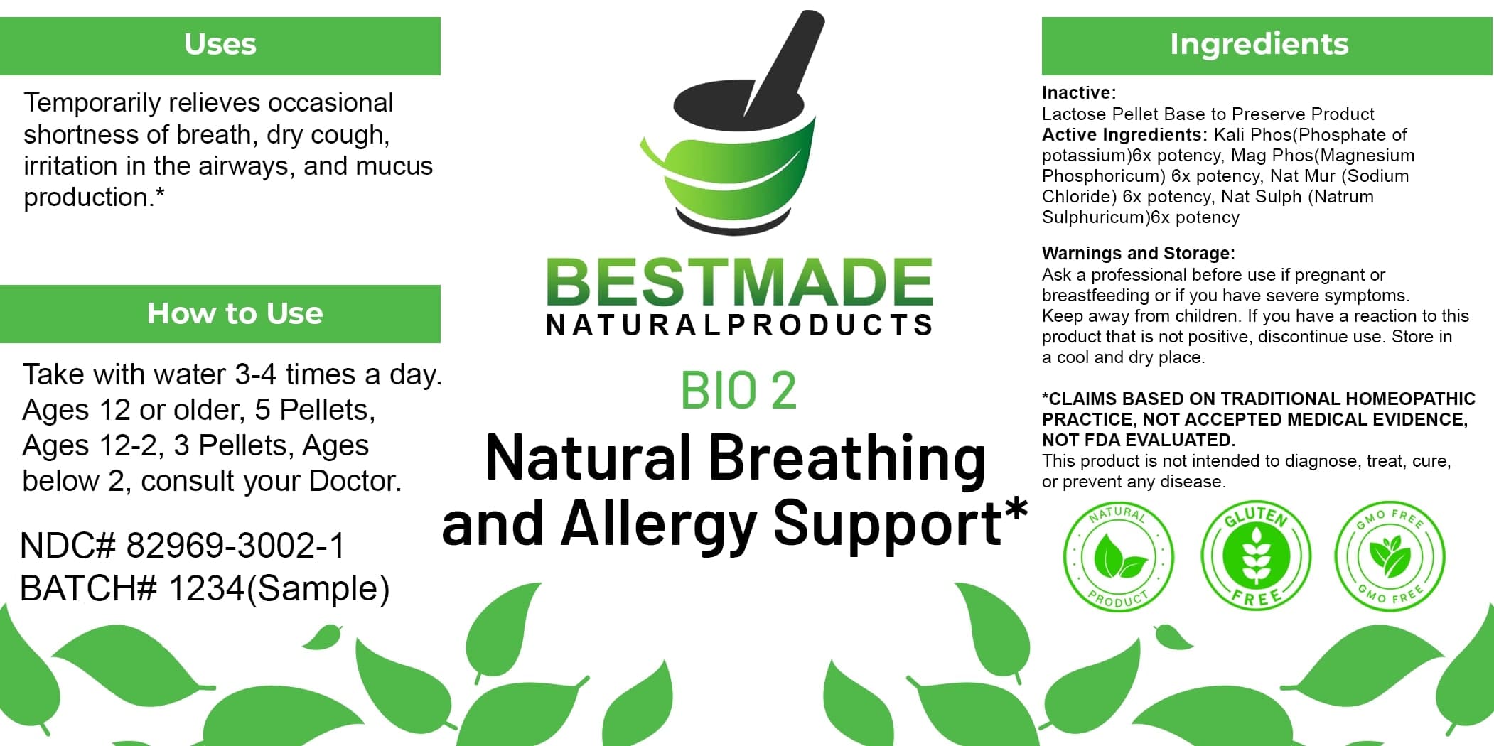 Bestmade Natural Products Bio2 package label