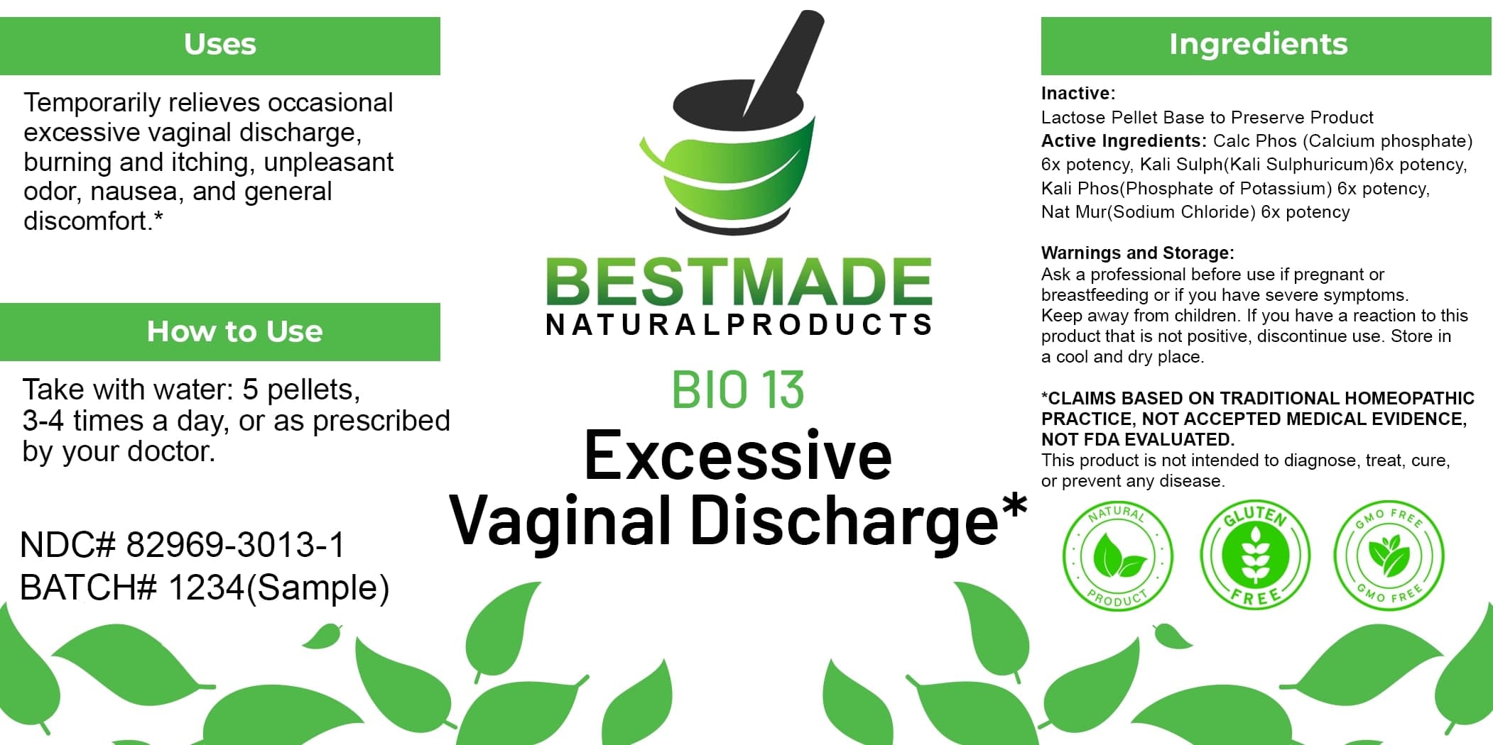 Bestmade Natural Products Bio13 package label