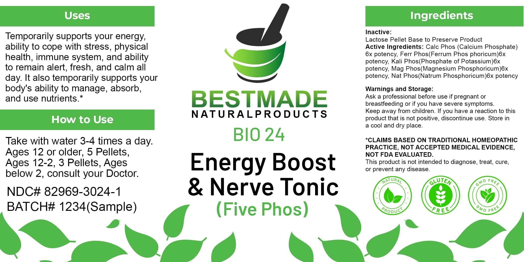 Bestmade Natural Products Bio24 package label