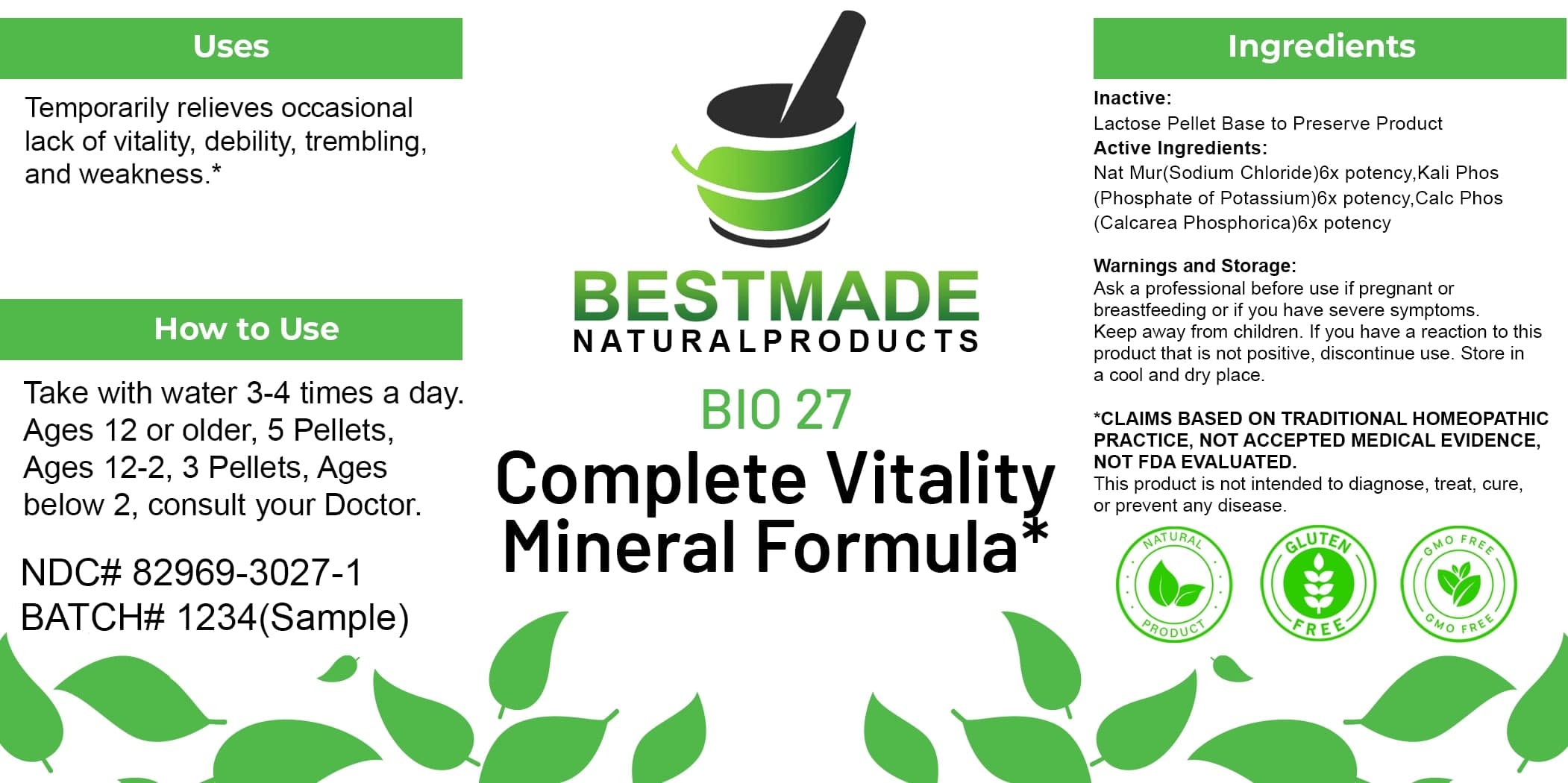 Bestmade Natural Products Bio26 package label