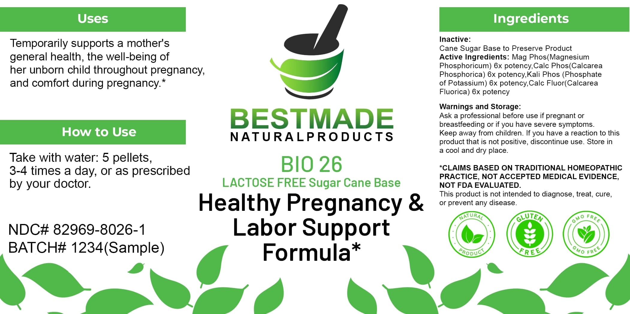 Bestmade Natural Products Bio26 Lactose Free package label