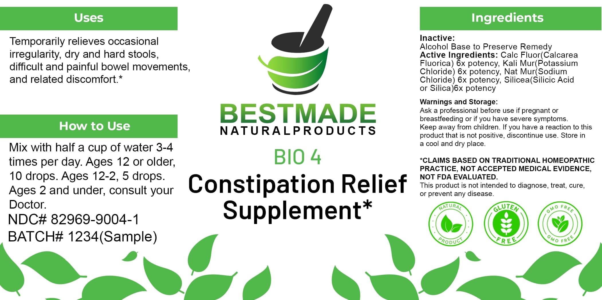 Bestmade Natural Products Bio4 package label