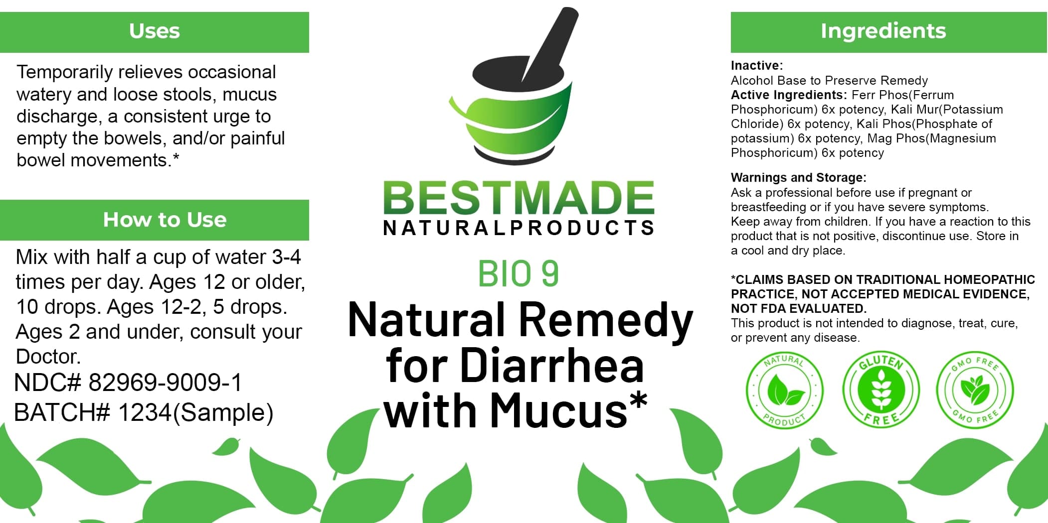 Bestmade Natural Products Bio9 package label
