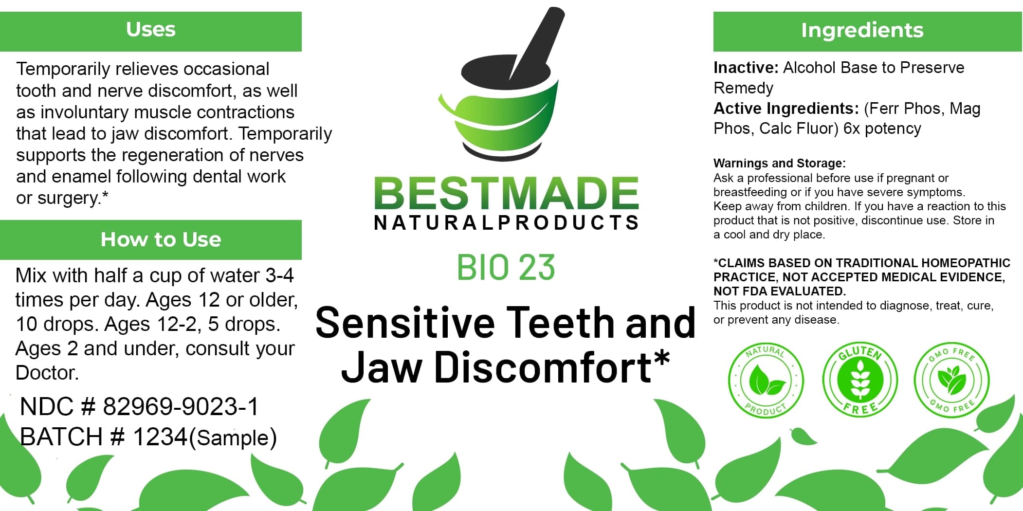 Bestmade Natural Products Bio23 Lactose Free package label