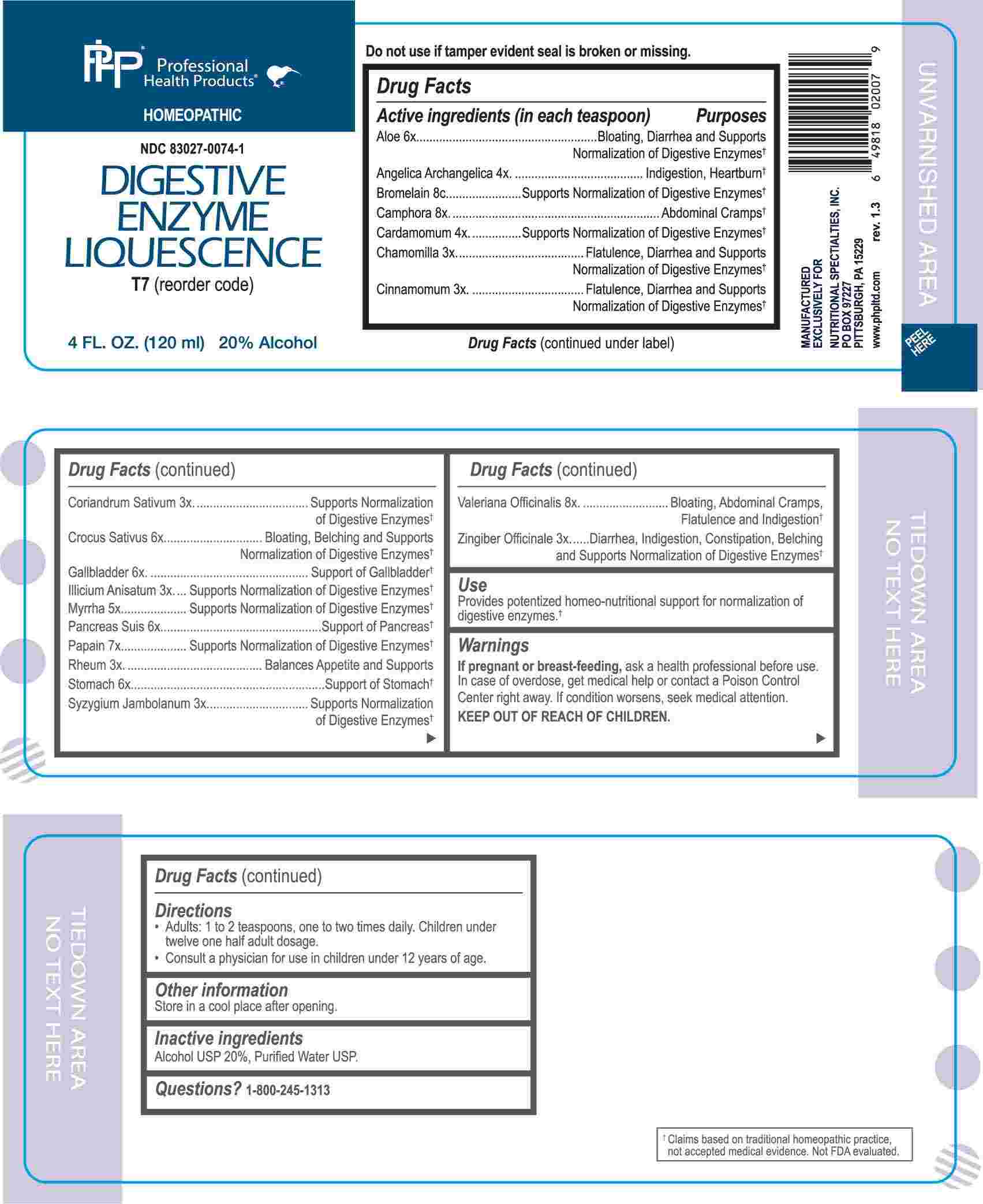 Digestive Enzyme Liquescence package label