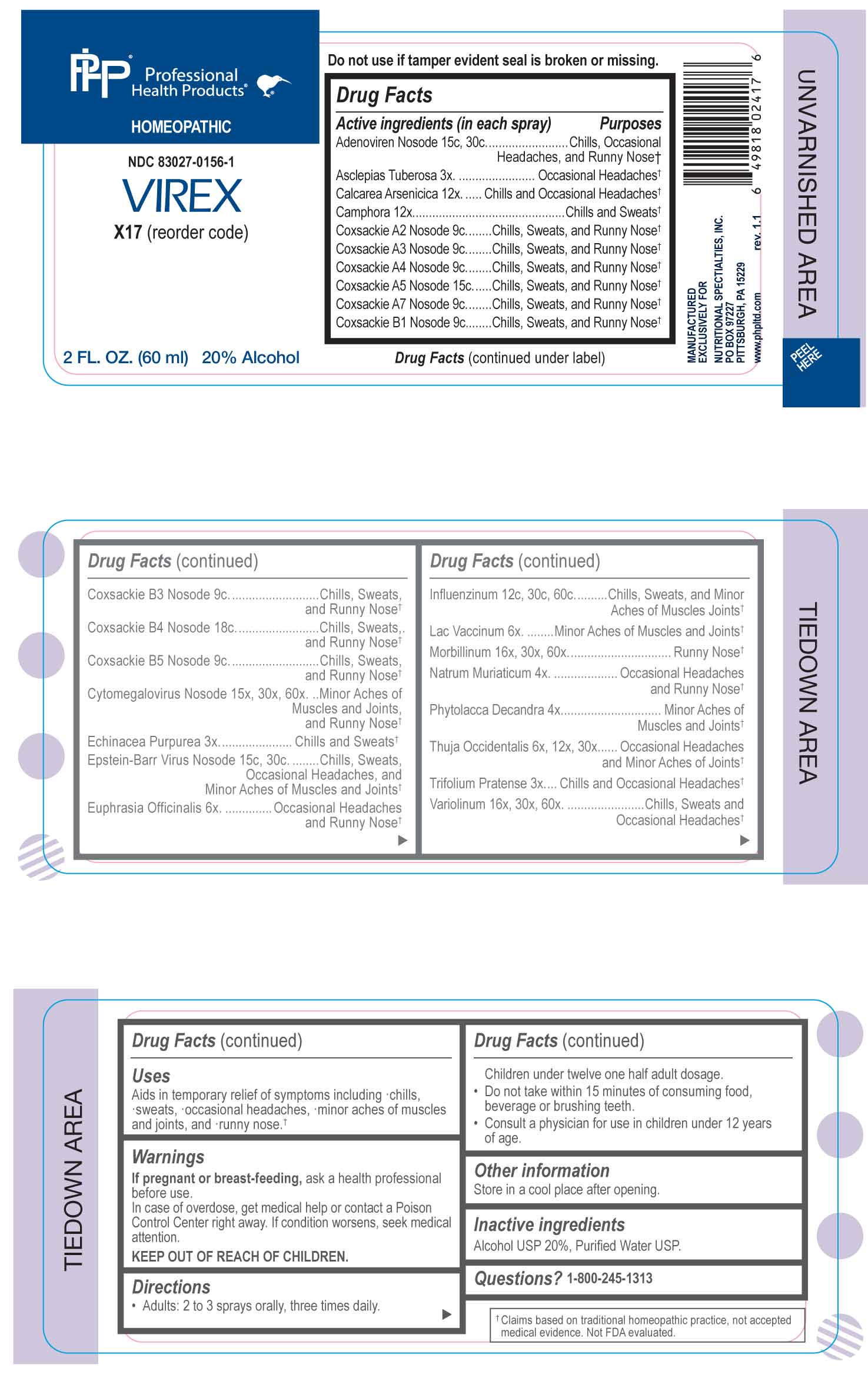 Virex package label