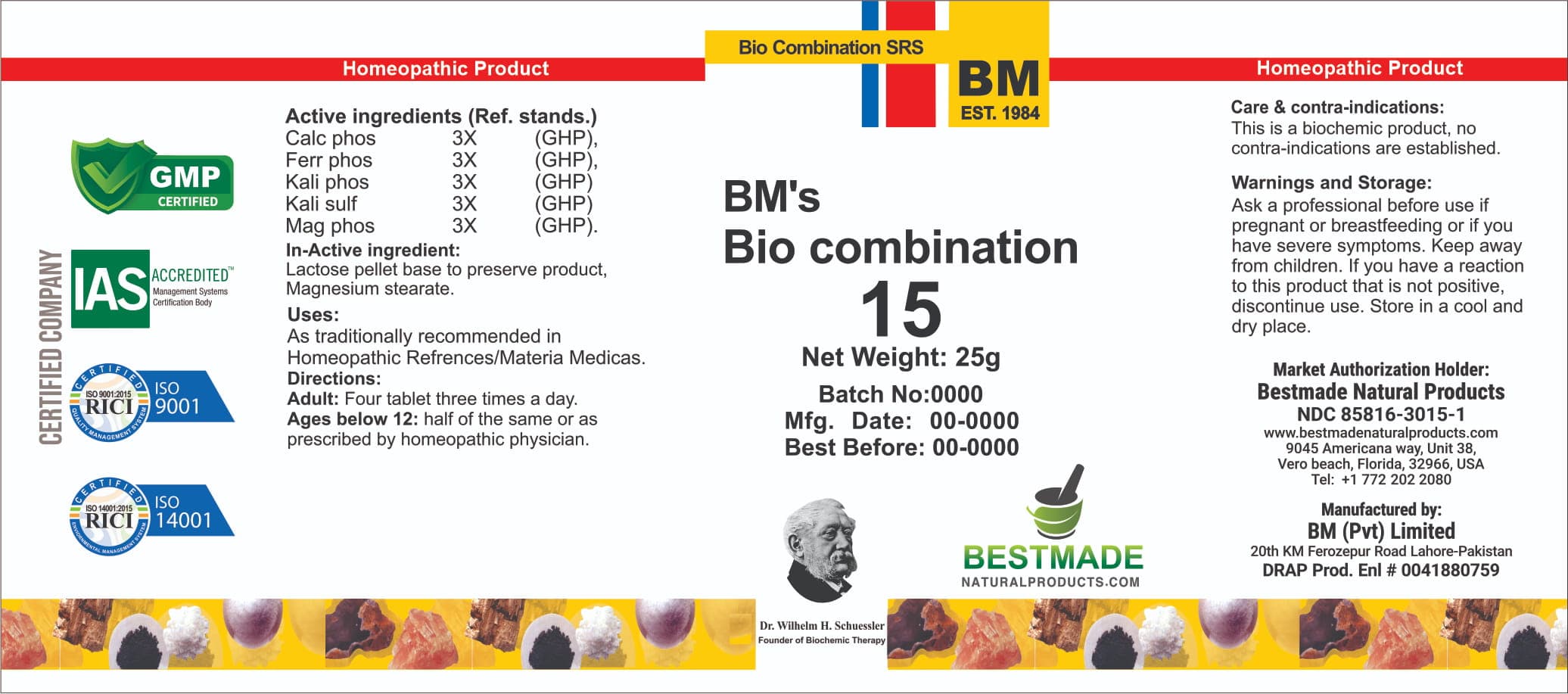 Bm Bio15 package label
