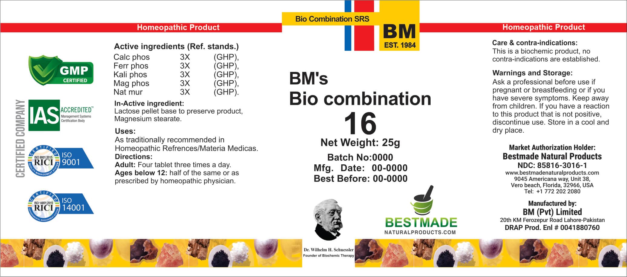 Bm Bio16 package label